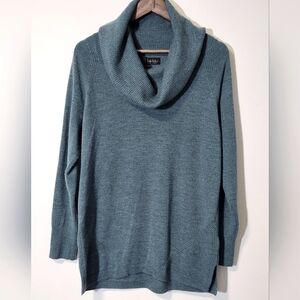 100% Superfine Merino Teal Cowlneck Sweater